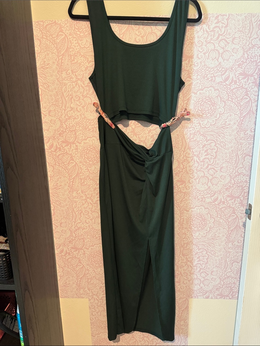 SHEIN Dark Green Sleeveless Cutout 2 piece Maxi Dress with front Split